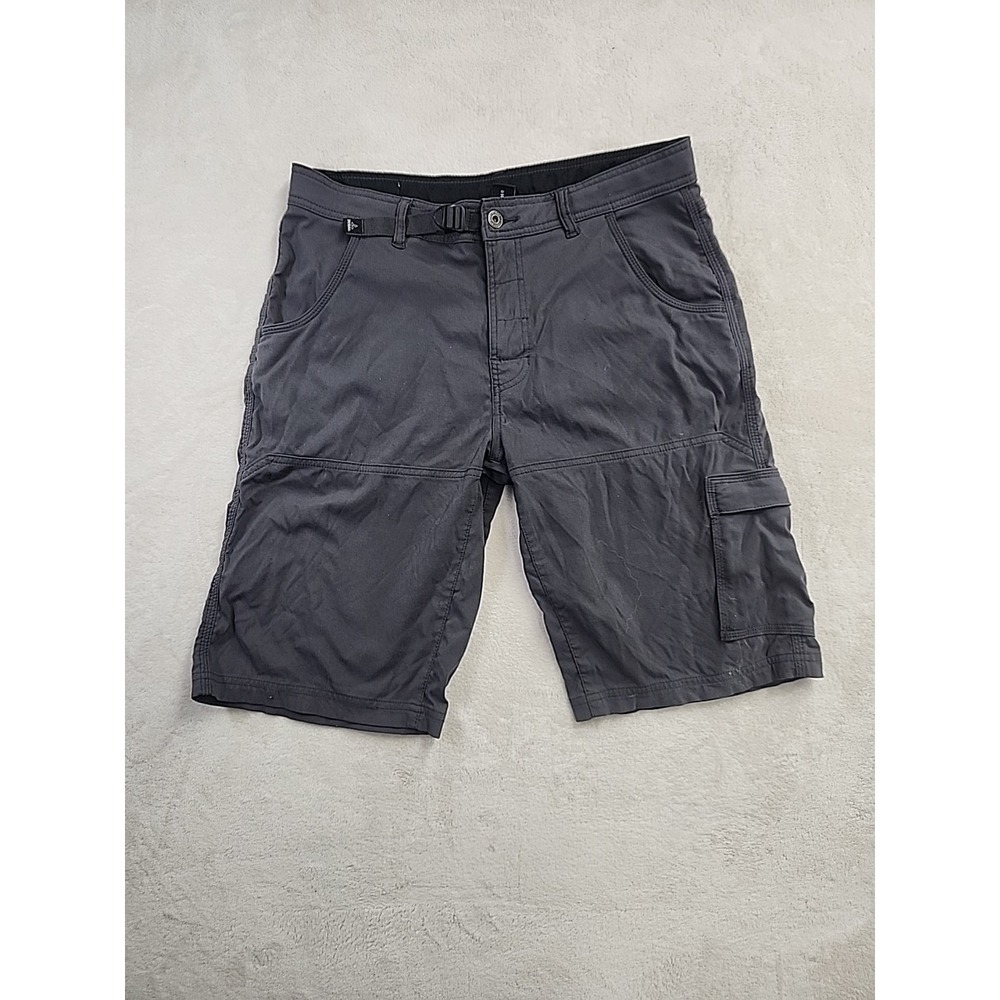 Prana Men's Zion Shorts Size M Belted Stretch Cargo Hiking Gray Workwear